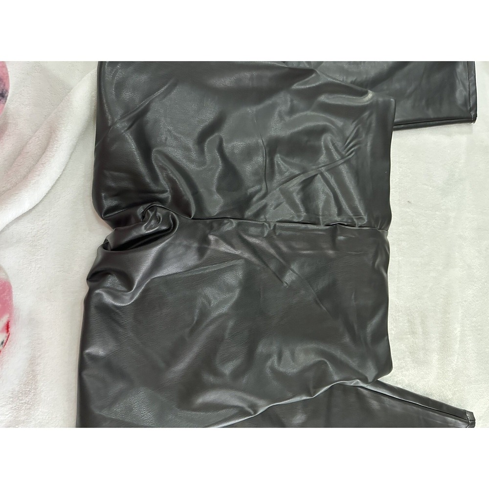HM Womens High Waisted Black Faux Leather Leggings Slim Fit Size L New NWT - Picture 9 of 9